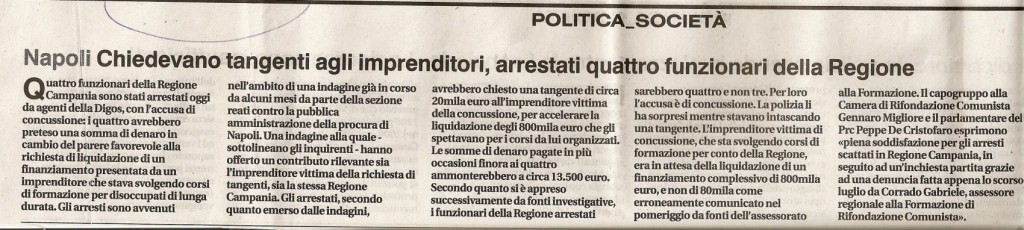 Chiedevano tangenti agli imprenditori, arrestati quattro funzionari della Regione