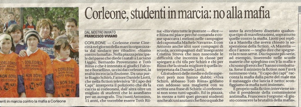 Corleone, studenti in marcia: no alla mafia