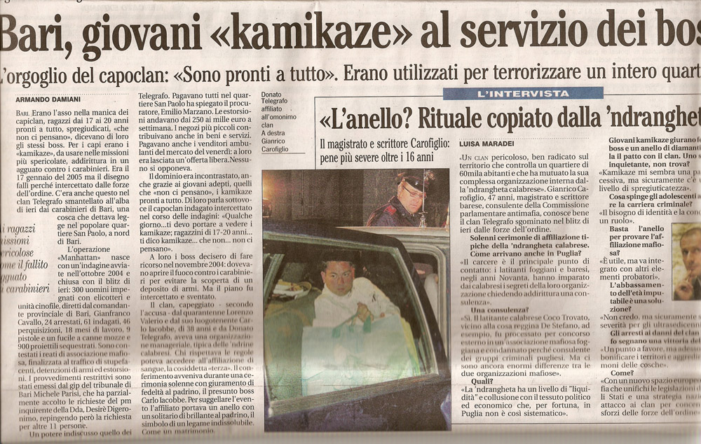 Bari, giovani «kamikaze» al servizio dei boss