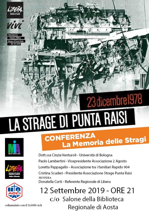 Aosta 12 settembre, “La strage di Punta Raisi”