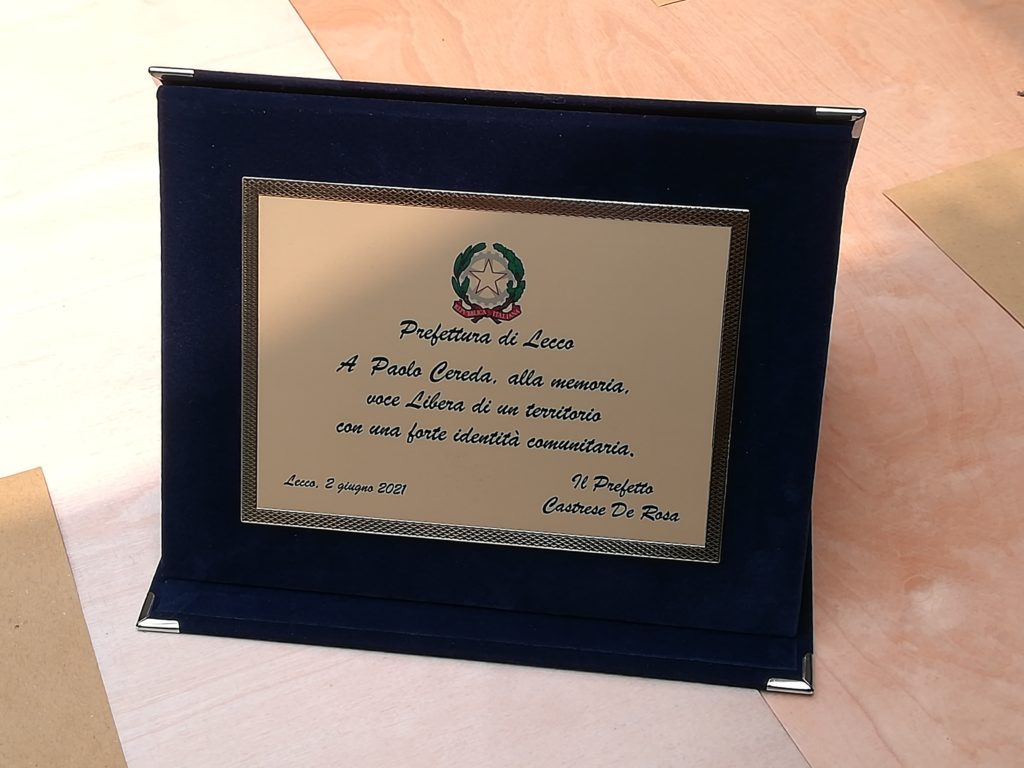 Festa della Repubblica a Lecco: premio alla memoria per Paolo Cereda