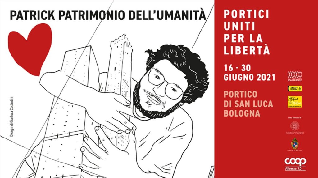 Portici di Bologna uniti per la libertà di Zaki