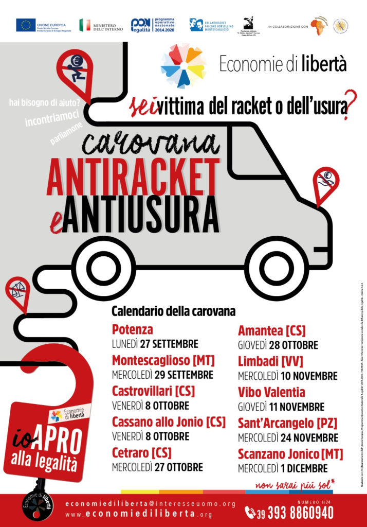 Economie di libertà: al via la Carovana antiracket e antiusura in Basilicata e Calabria