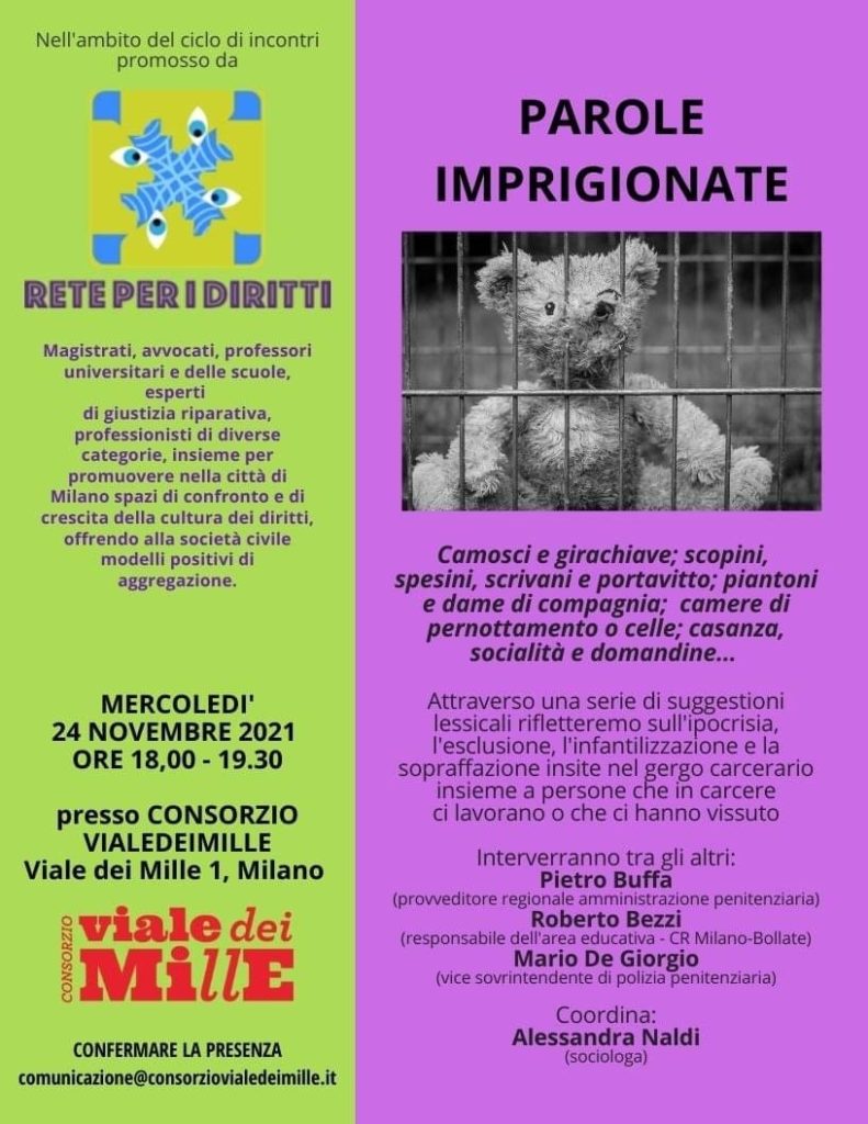 Milano 24/11: “Parole imprigionate” con la Rete per i diritti