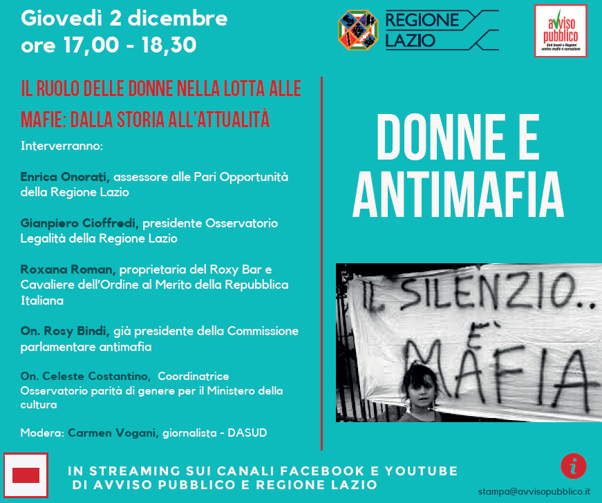 Roma 2/12: “Il ruolo delle donne nella lotta alle mafie”