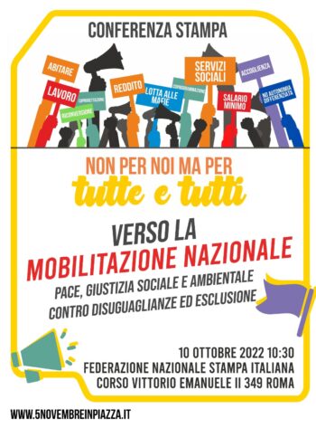 Roma 10 ottobre Fnsi, conferenza stampa di “Non per noi ma per tutte e tutti”