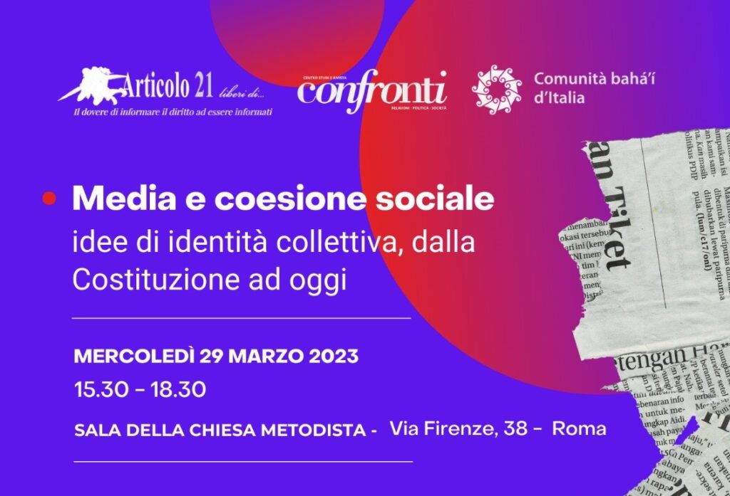 “Media e coesione sociale”, Roma 29 marzo