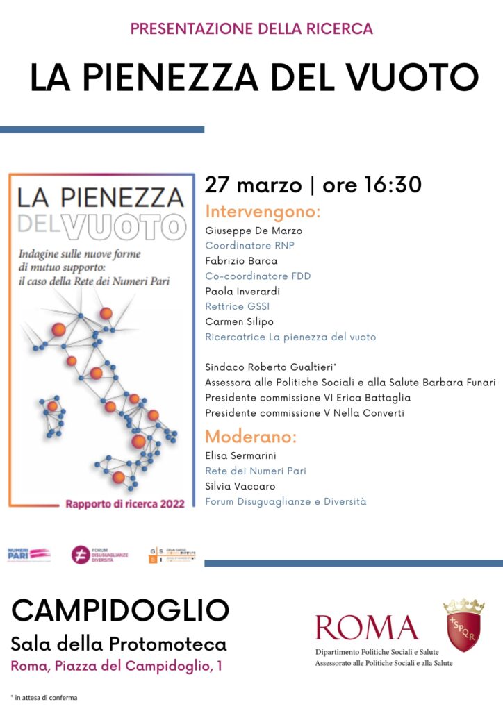 Roma 27 marzo, presentazione della ricerca “La pienezza del vuoto”