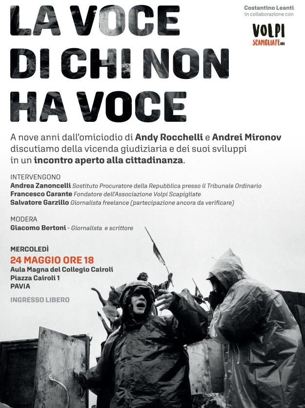 Pavia 24/5, “La voce di chi non ha voce” in ricordo di Andy Rocchelli e Andrei Mironov