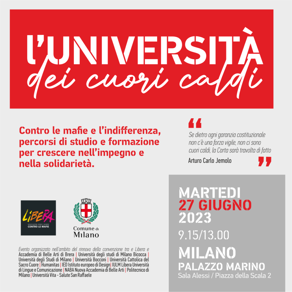 Milano 27 giugno, Palazzo Marino: “L’Università dei cuori caldi”