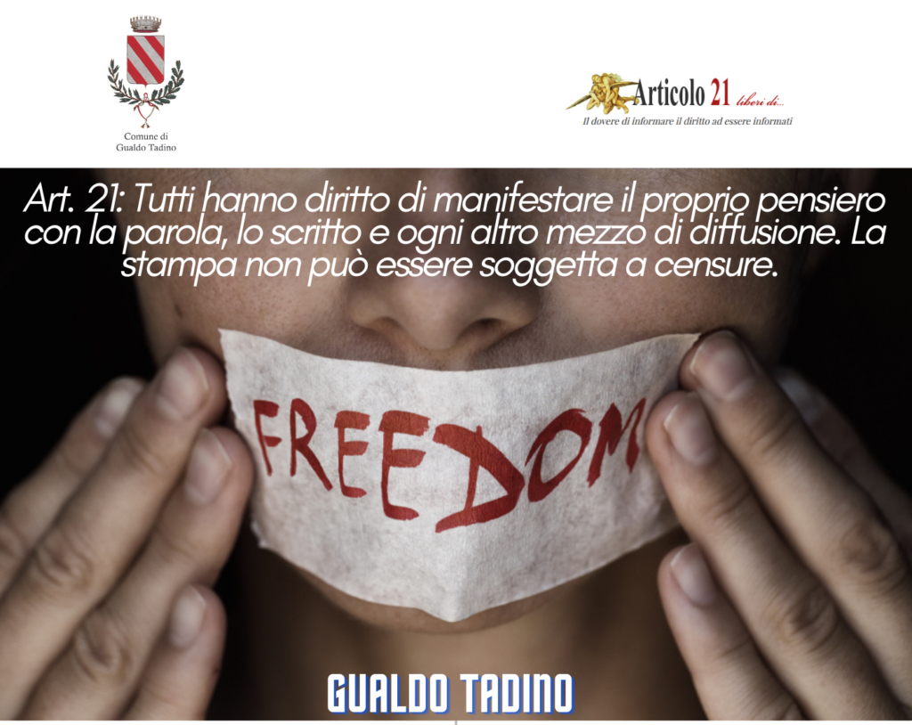 Il 15 e 16 Settembre a Gualdo Tadino (PG), una due giorni su Art. 21 e libertà di stampa
