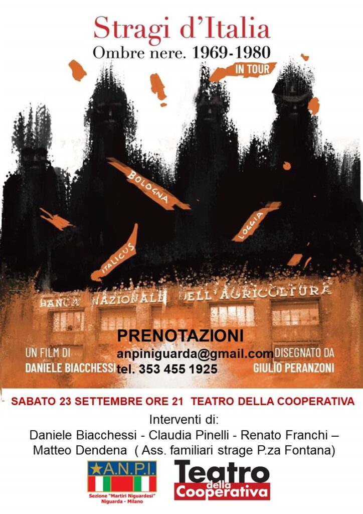 Proiezione di “Stragi d’Italia. Ombre nere, 1969 – 1980” al Teatro della Cooperativa, Milano 23 settembre