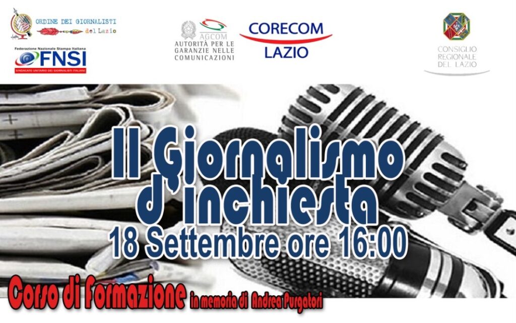 Giornalismo d’inchiesta, corso di formazione il 18/9 a Roma dedicato ad Andrea Purgatori