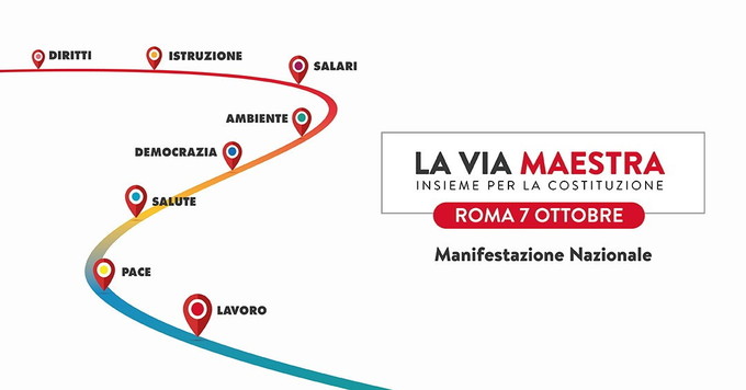 Roma 7 ottobre: ‘La Via Maestra’, insieme per la Costituzione