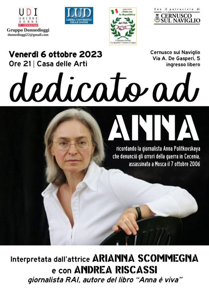 A Cernusco sul Naviglio e Cassina de’ Pecchi doppio appuntamento dedicato ad Anna Politkovskaja