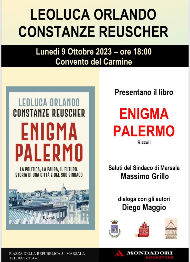 Marsala (TP) 9 ottobre, nuova presentazione per il libro “Enigma Palermo”