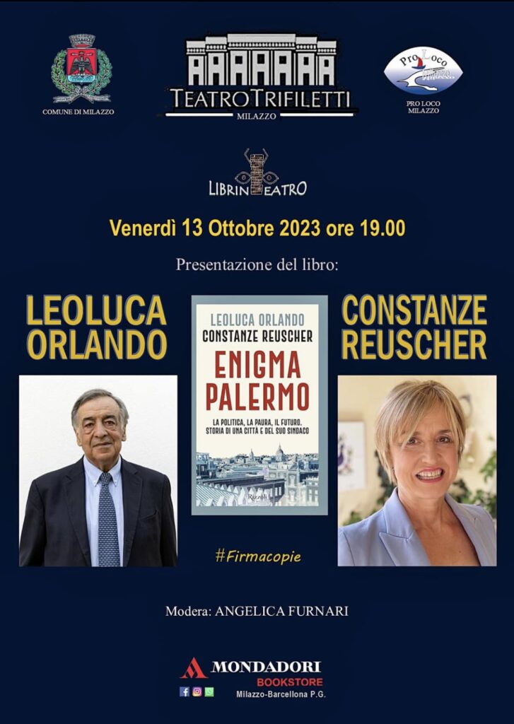 Milazzo (ME) venerdì 13 ottobre al teatro Trifiletti presentazione di “Enigma Palermo”