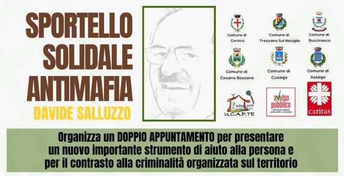 Sportello solidale antimafia “Davide Salluzzo” il 27 novembre e il 4 dicembre ad Abbiategrasso e a Trezzano