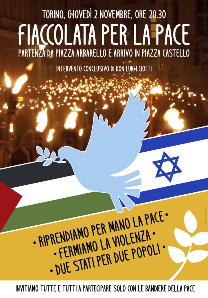 Fiaccolata per la Pace, Torino giovedì 2 novembre ore 20.30
