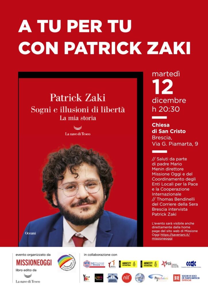 Brescia, martedì 12 dicembre: “A tu per tu con Patrick Zaki”