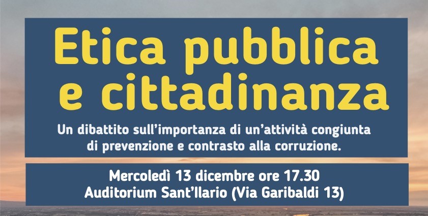 “Etica pubblica e cittadinanza”, il 13 dicembre a Piacenza