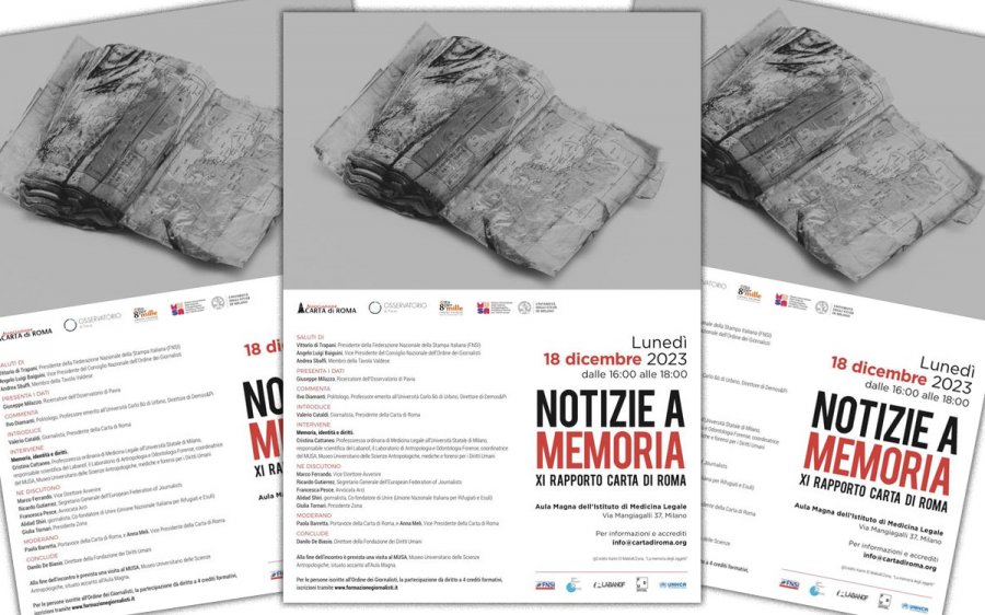 ‘Notizie a memoria’: il 18 dicembre a Milano la presentazione dell’XI rapporto Carta di Roma