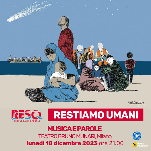 Milano 18/12: “Restiamo umani” con ResQ al teatro Bruno Munari