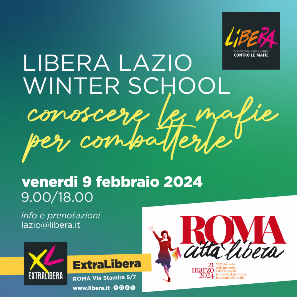 Roma, venerdì 9 febbraio: I Winter School Antimafia di Libera Lazio