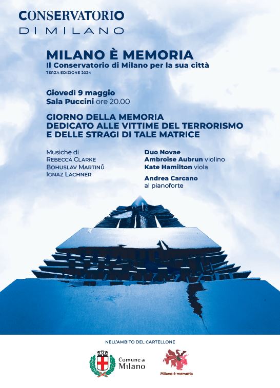 Concerto per le vittime del terrorismo al Conservatorio di Milano, giovedì 9 maggio