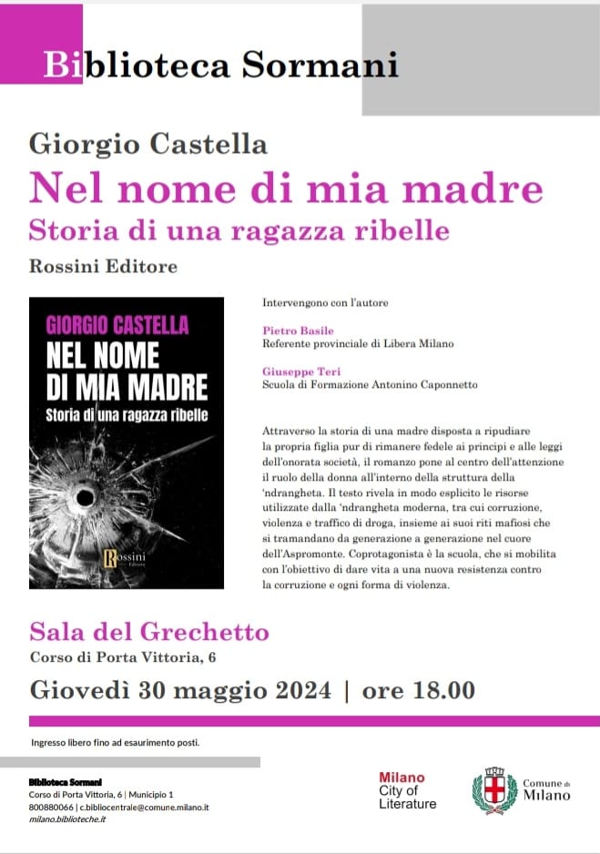 Milano 30 maggio, presentazione del libro ” In nome di mia madre”