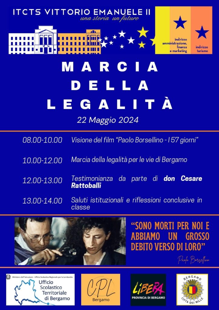 Marcia della legalità. Bergamo mercoledì 22 maggio