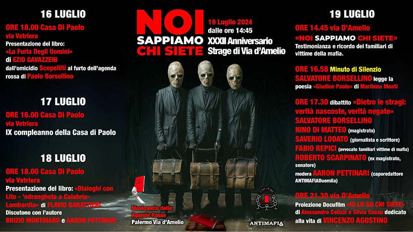 ”Noi sappiamo chi siete”. Palermo, 19 Luglio: XXXII Anniversario strage Via d’Amelio