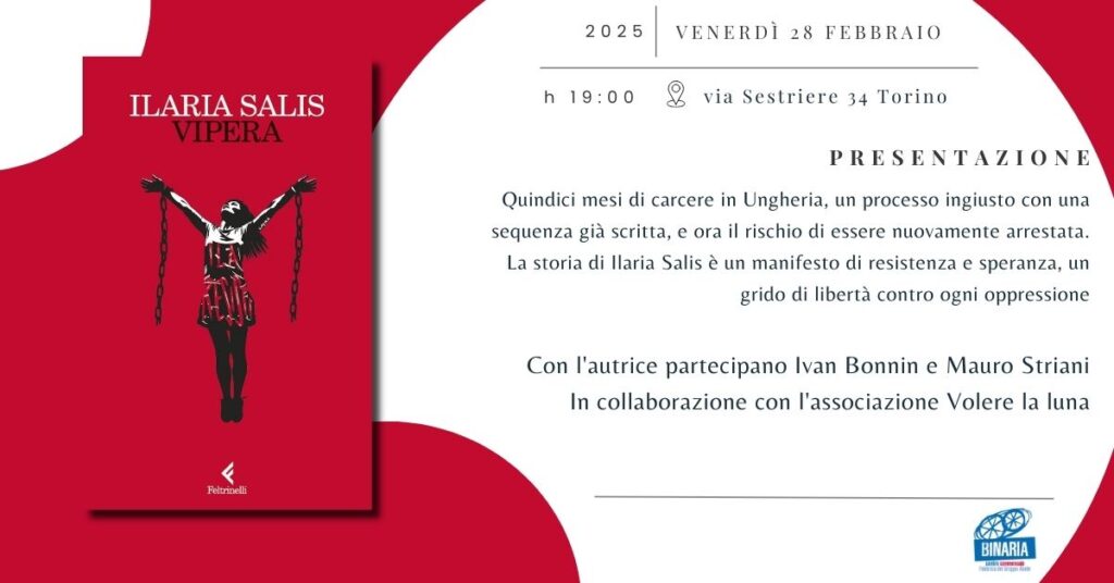 Torino 28 febbraio, presentazione del libro “Vipera”