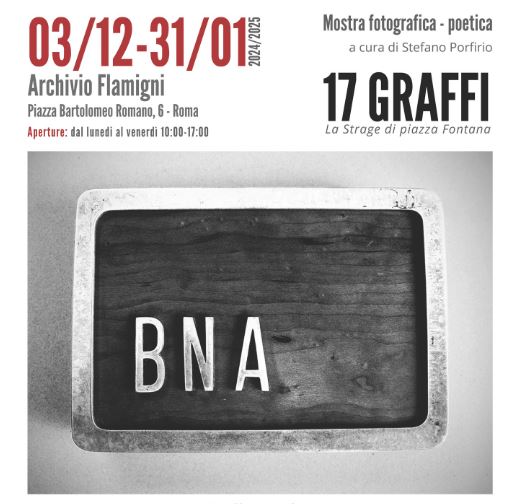 “17 GRAFFI. La strage di Piazza Fontana”, dal 3 dicembre mostra fotografica – poetica a Roma