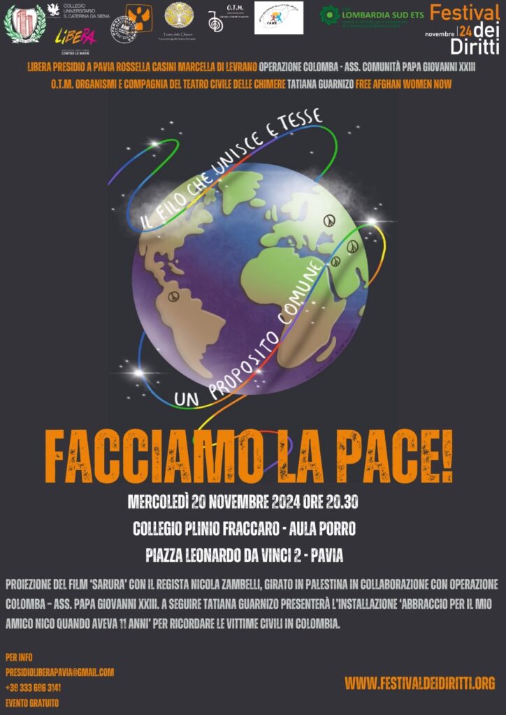 Facciamo la Pace! Gli appuntamenti promossi dal presidio di Libera a Pavia nel Festival dei Diritti