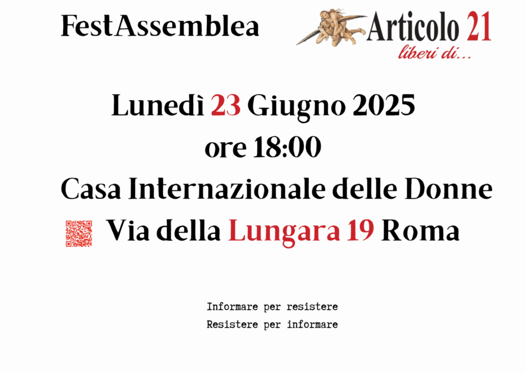 FestAssemblea nazionale di Articolo21, Roma 23 giugno Casa Internazionale delle Donne