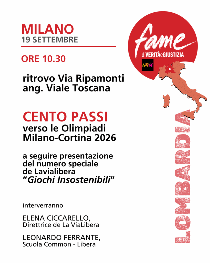 Milano 19 settembre: “Cento passi verso le Olimpiadi Milano Cortina 2026”