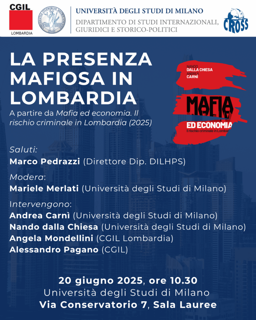 Milano 20 giugno: “La presenza mafiosa in Lombardia”