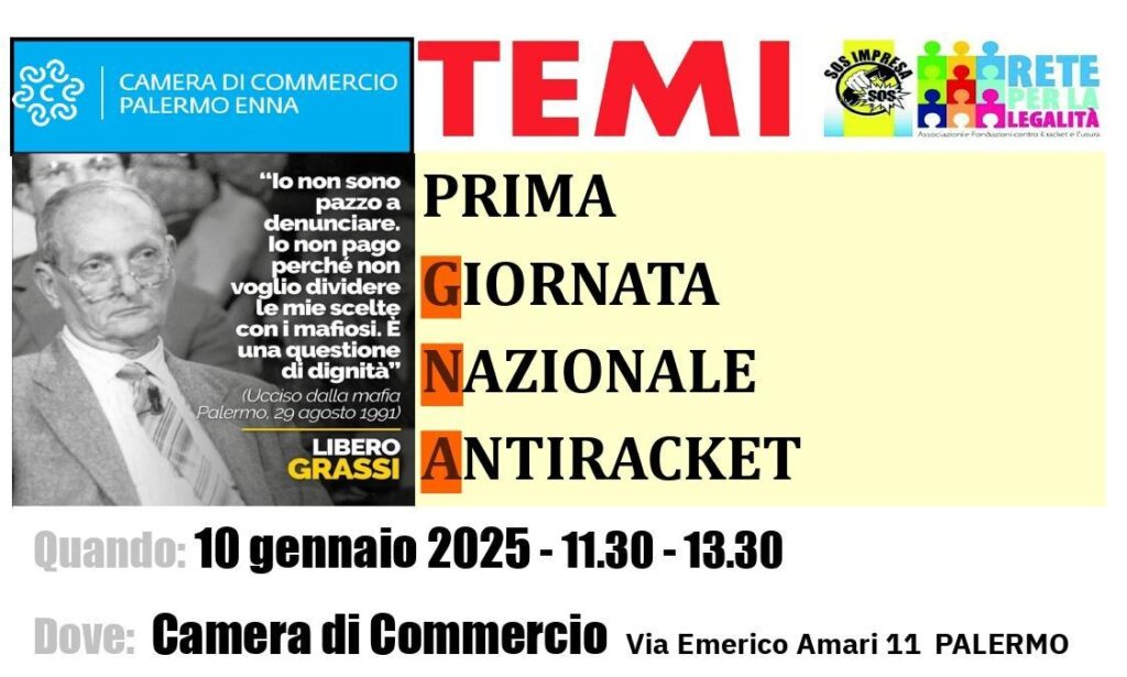 10 Gennaio 2025: a Palermo la “Prima Giornata Nazionale Antiracket”