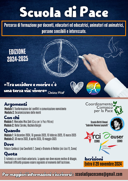 Il Coordinamento Comasco per la Pace presenta l’edizione 2024/2025 di “A scuola di Pace”