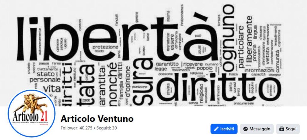 Bavaglio alla pagina Facebook di Articolo 21, interrogazione alla Presidente del Consiglio