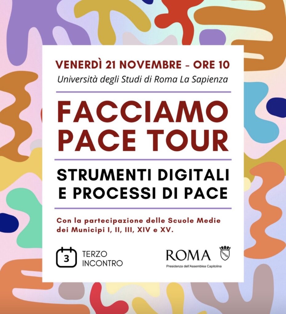 Roma, 21 novembre: “Facciamo Pace Tour – Strumenti digitali e processi di Pace”