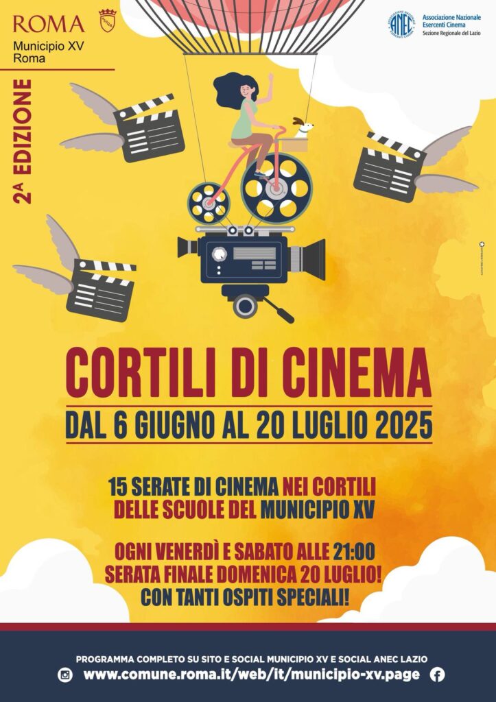 Cortili di Cinema: dal 6 giugno al 20 luglio a Roma nelle scuole del XV Municipio