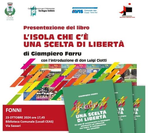 Fonni (NU), 23 ottobre, presentazione del libro “L’isola che c’è. Una scelta di libertà”