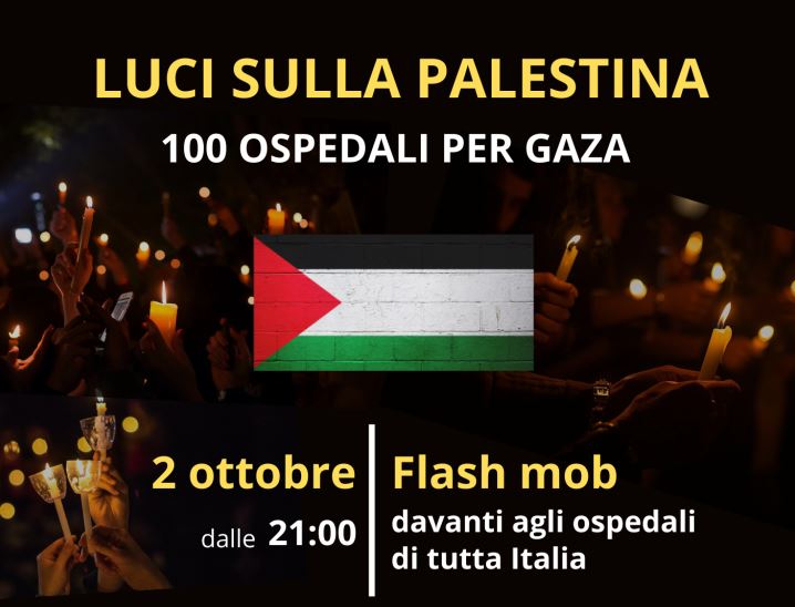 “Luci sulla Palestina – 100 ospedali per Gaza”, giovedì 2 ottobre in tutta Italia