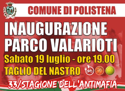 Il 19 luglio il Comune di Polistena (RC) inaugura il parco intitolato a Giuseppe Valarioti