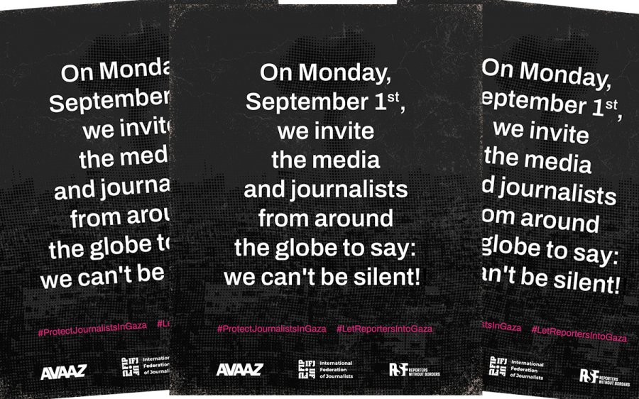 Gaza, Ifj con Rsf e Avaaz: «Il 1° settembre Global Media Blackout per sostenere i giornalisti nella Striscia»
