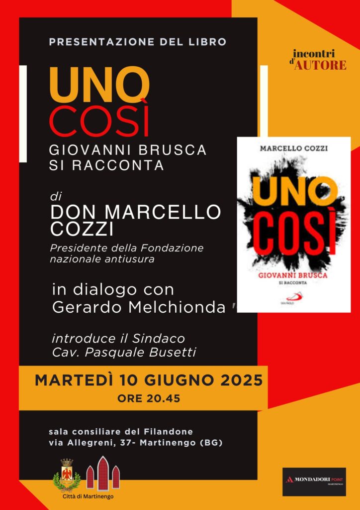 Martinengo (BG) 10 giugno, presentazione del libro “Uno così. Giovanni Brusca si racconta”