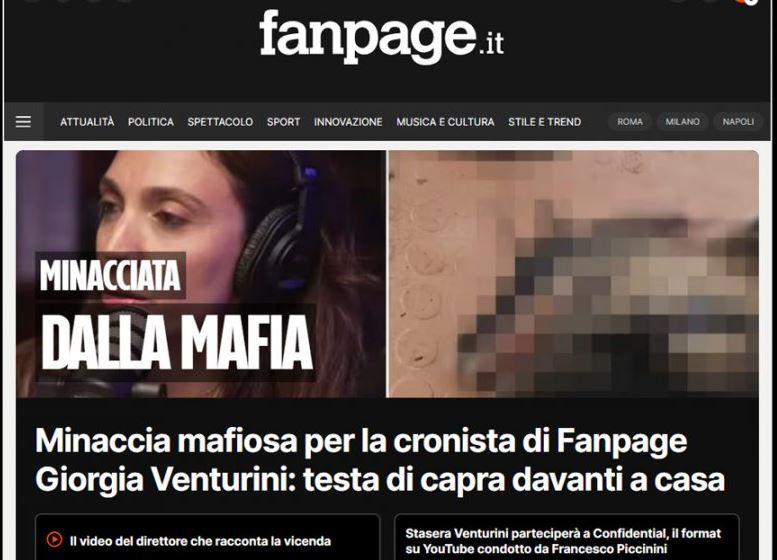 Pesante minaccia mafiosa per la giornalista di Fanpage Giorgia Venturini
