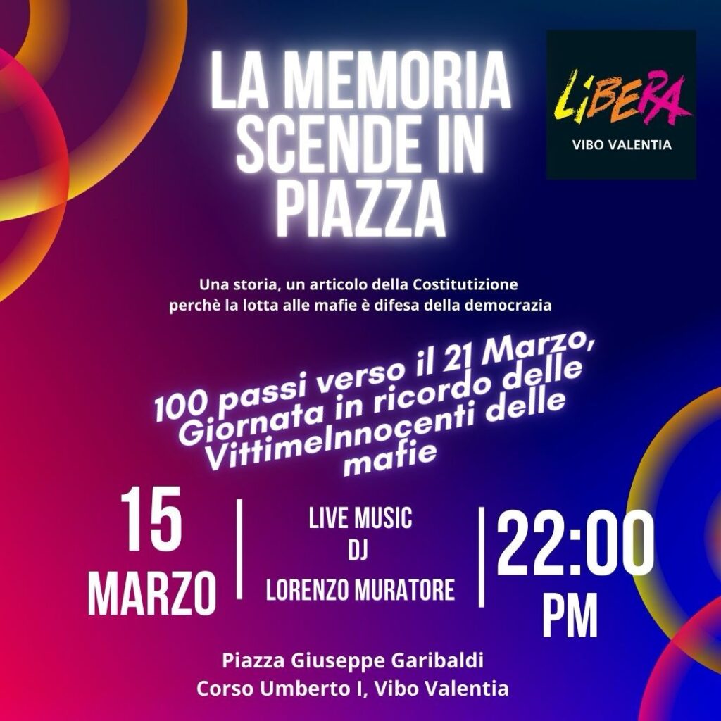 Vibo Valentia 15 marzo: “La memoria scende in piazza”